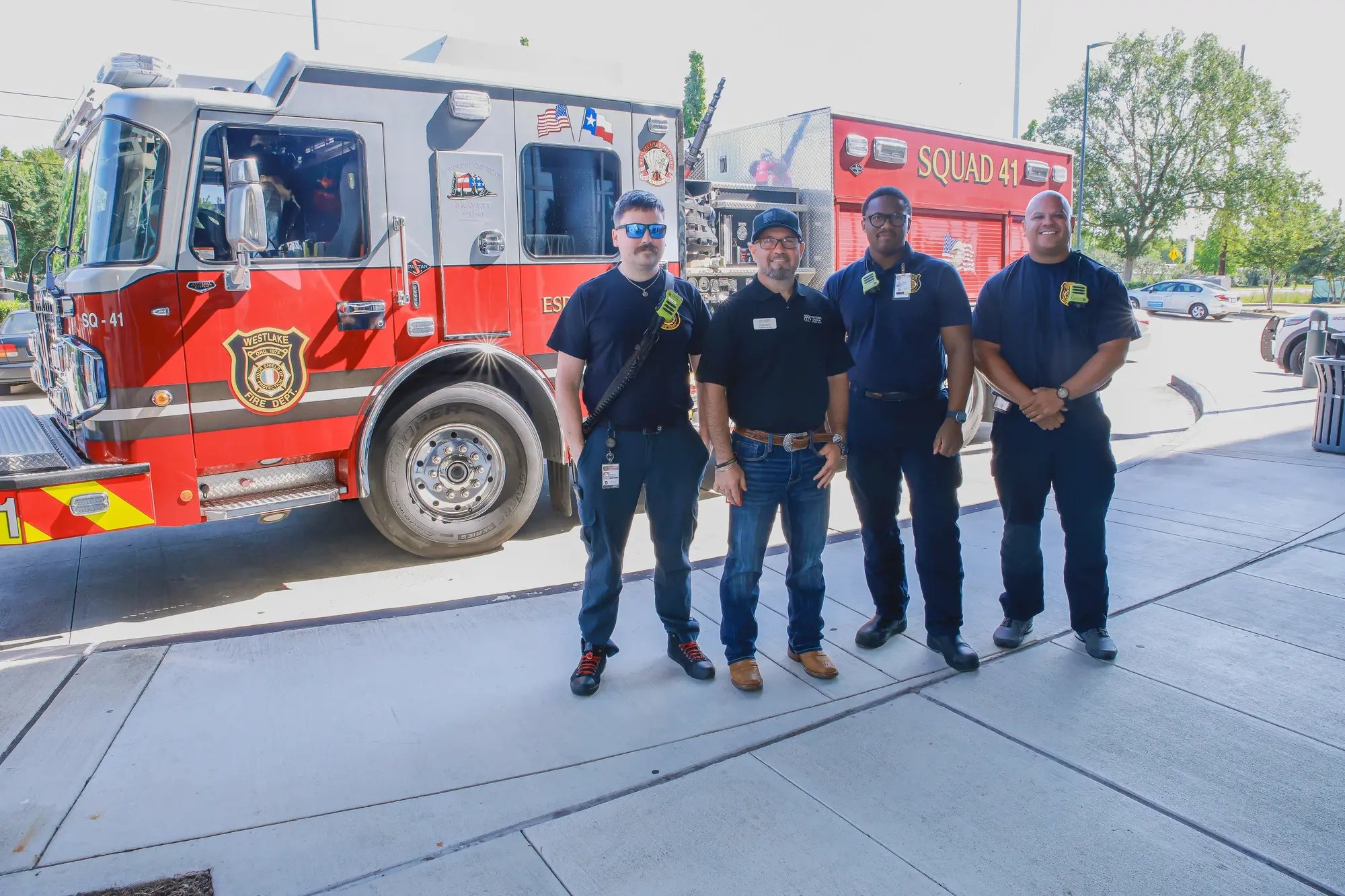 Firefighters with firetruck