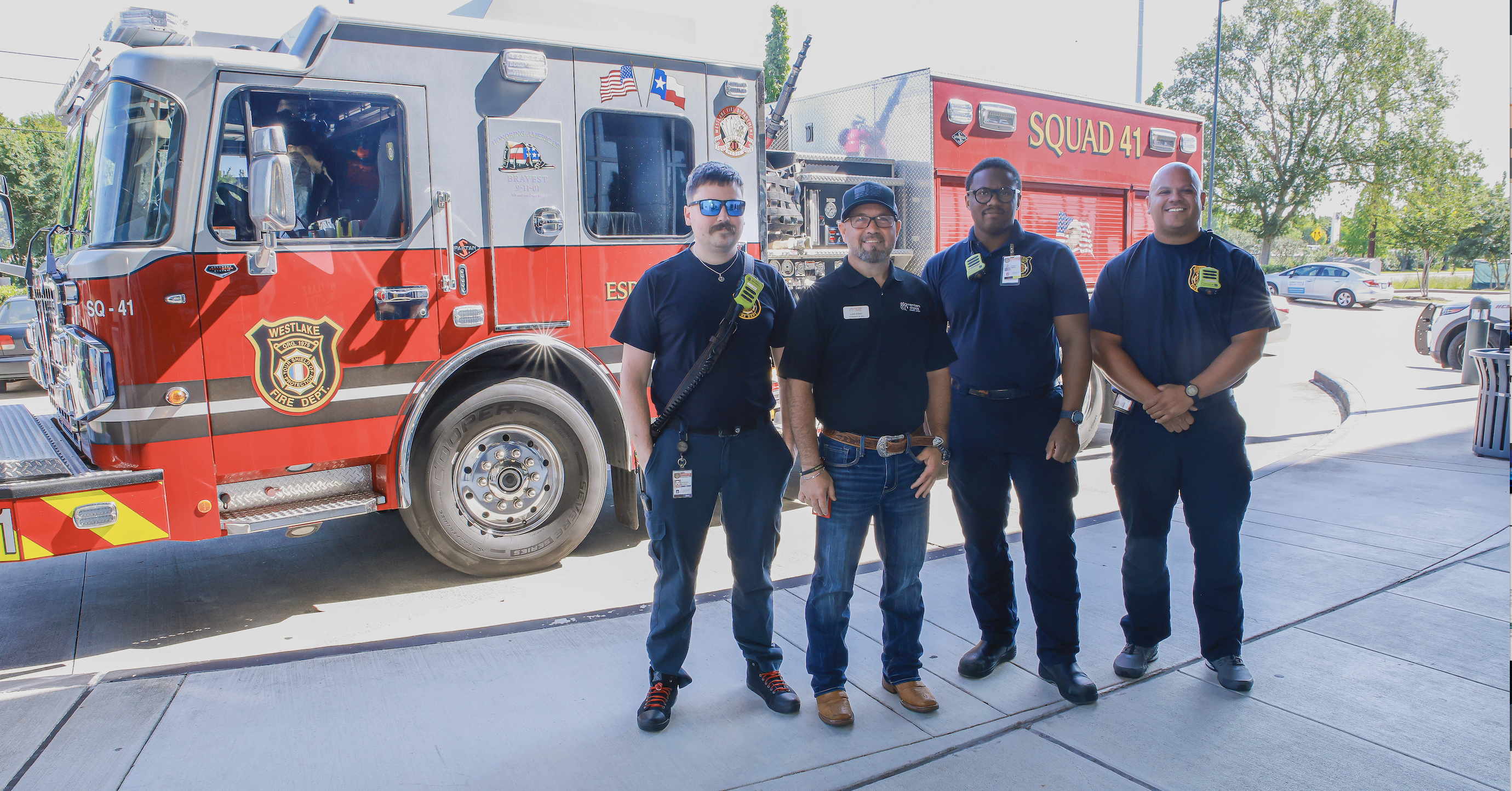 Firefighters with firetruck