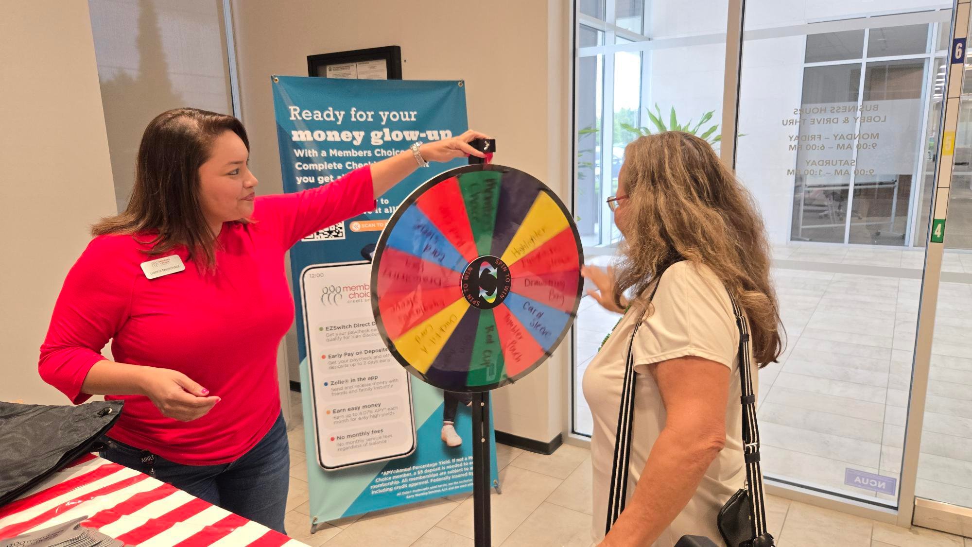 Members spins wheel of fortune